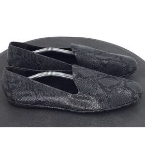 Vince Shoes Womens Size 7 Snake Print Leather Loafers Gray Black Slip-On Flats